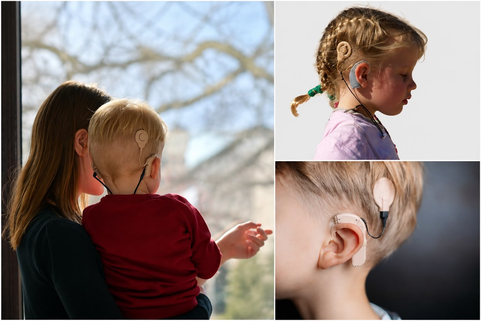 Young children with cochlear implant processors at MOM's Cochlear Implant Center, Vijayawada